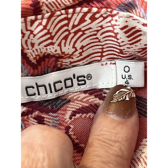 Chicos Botanical Art Print 3/4 Sleeve Top blouse  0 S 2 4 - Picture 10 of 10